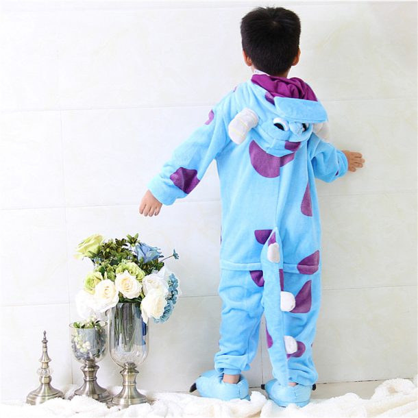 Blue Furry Monster Kids Onesie - Image 2