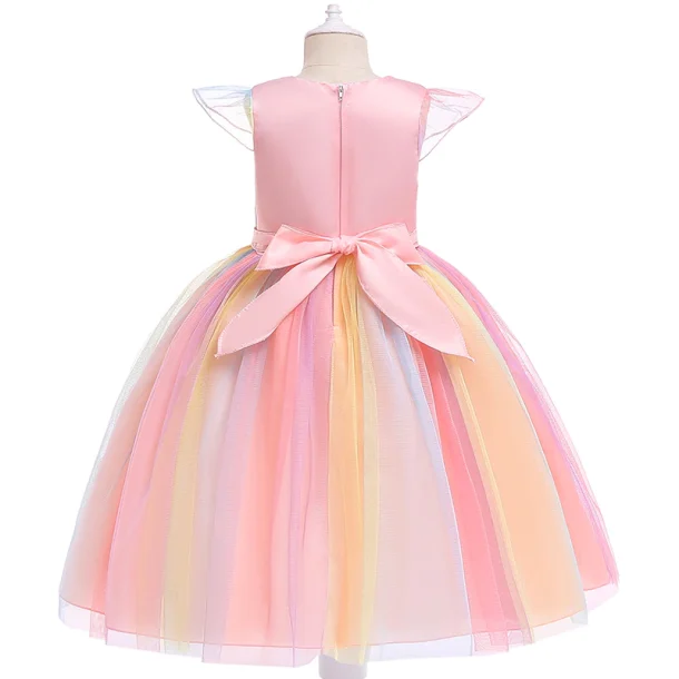 Girls Pink Unicorn Dress with Headband - Image 2