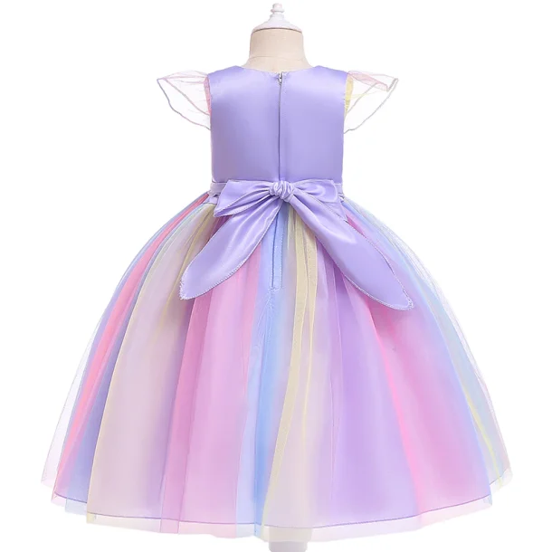 Girls  Purple Unicorn Dress with Headband - Image 2