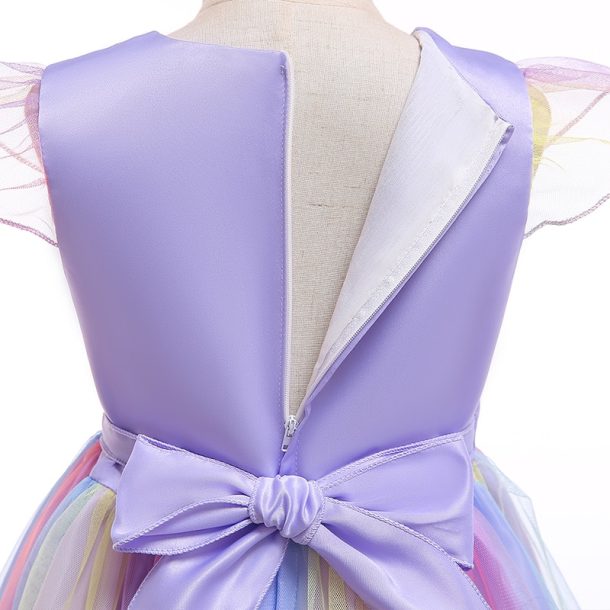 Girls  Purple Unicorn Dress with Headband - Image 4