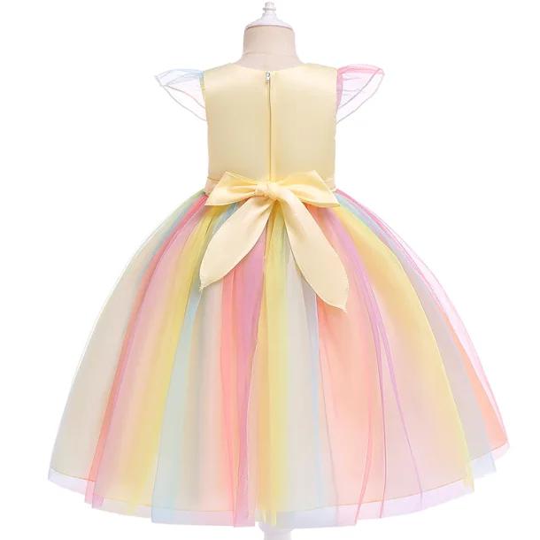 Girls Yellow Unicorn Dress with Headband - Image 3