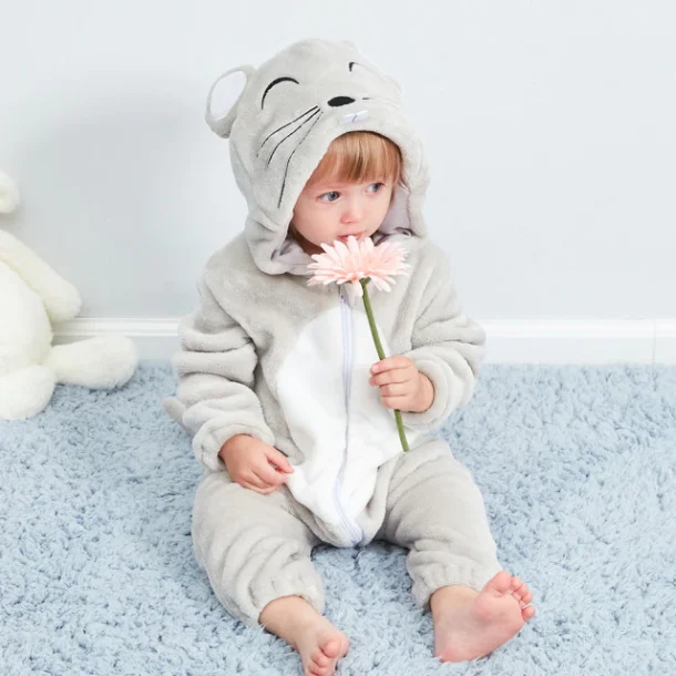 GREY MOUSE BABY ONESIE