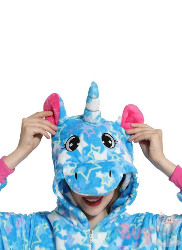 Sky Blue Star Unicorn Mens and Womens Onesie - Image 3